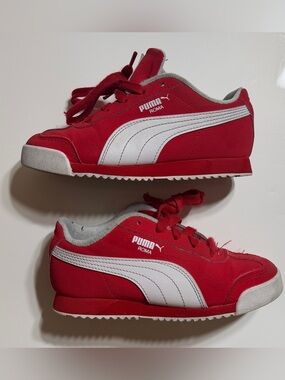 Puma Kids Red and White Roma Sneakers